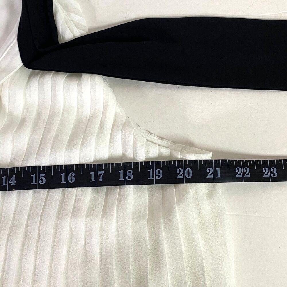 WHBM Tiered Pleats Tank Top Womens Size 14 Off White Black Necktie Lined NWOT - Picture 14 of 15